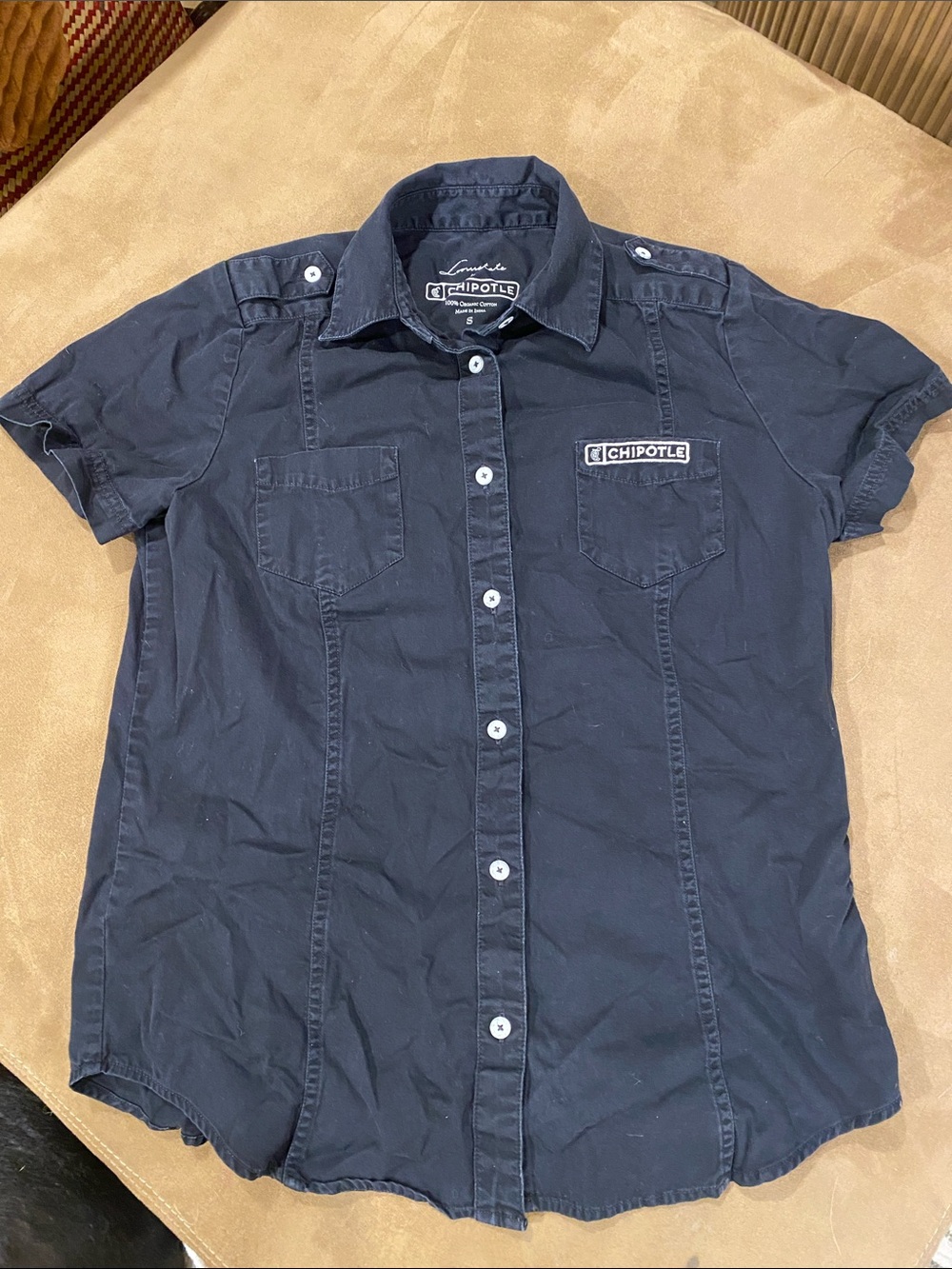 CHIPOTLE WOMENS SMALL BUTTON DOWN MGR SHIRT ORGANIC COTTON